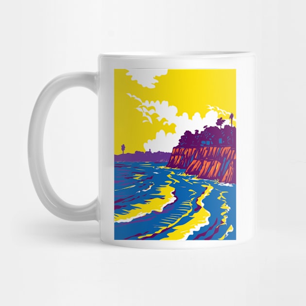 Campus Point Beach on Lagoon Road Isla Vista California WPA Poster Art by retrovectors